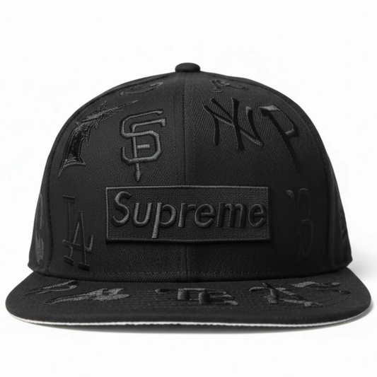 Gorra Supreme x MLB All Over 59FIFTY – Black on Black Edition